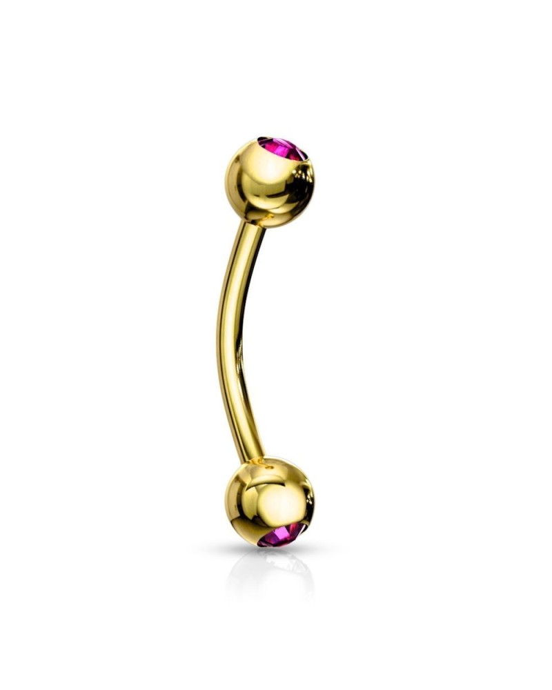 Piercing arcade plaqué or boules avec pierres de zircon