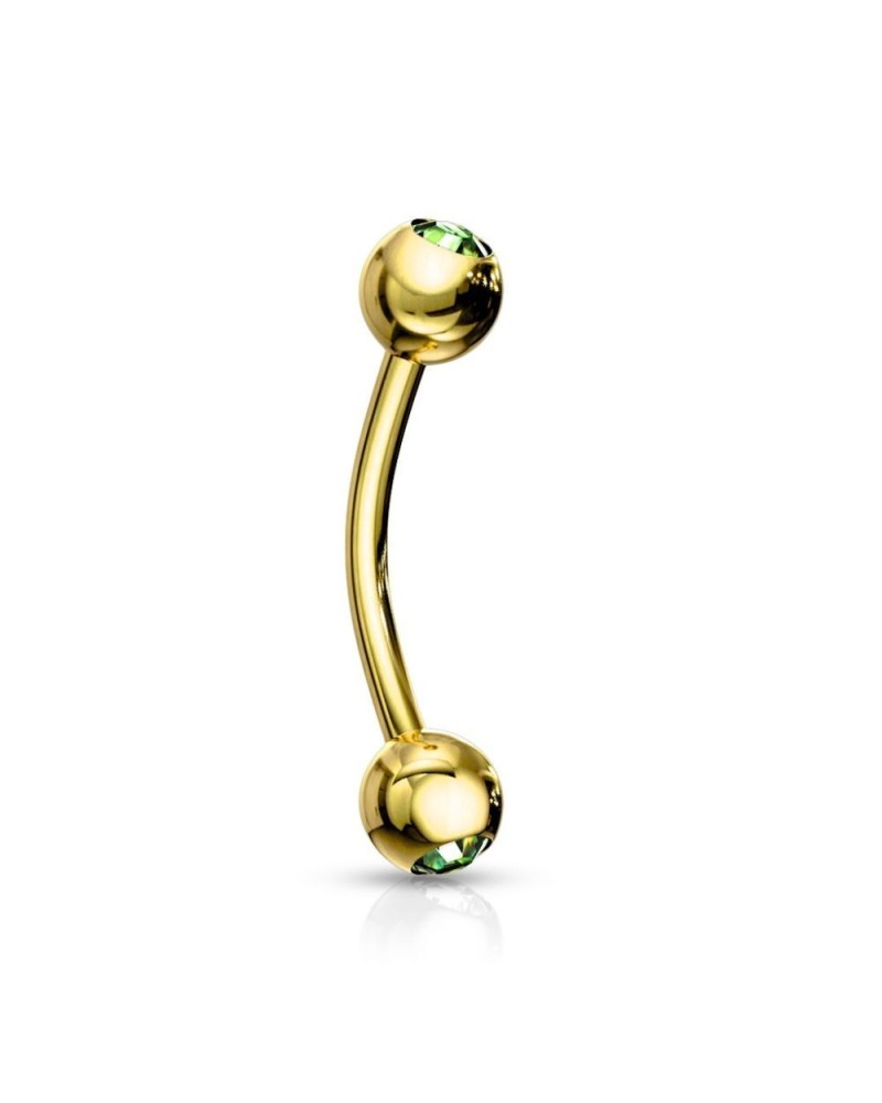 Piercing arcade plaqué or boules avec pierres de zircon