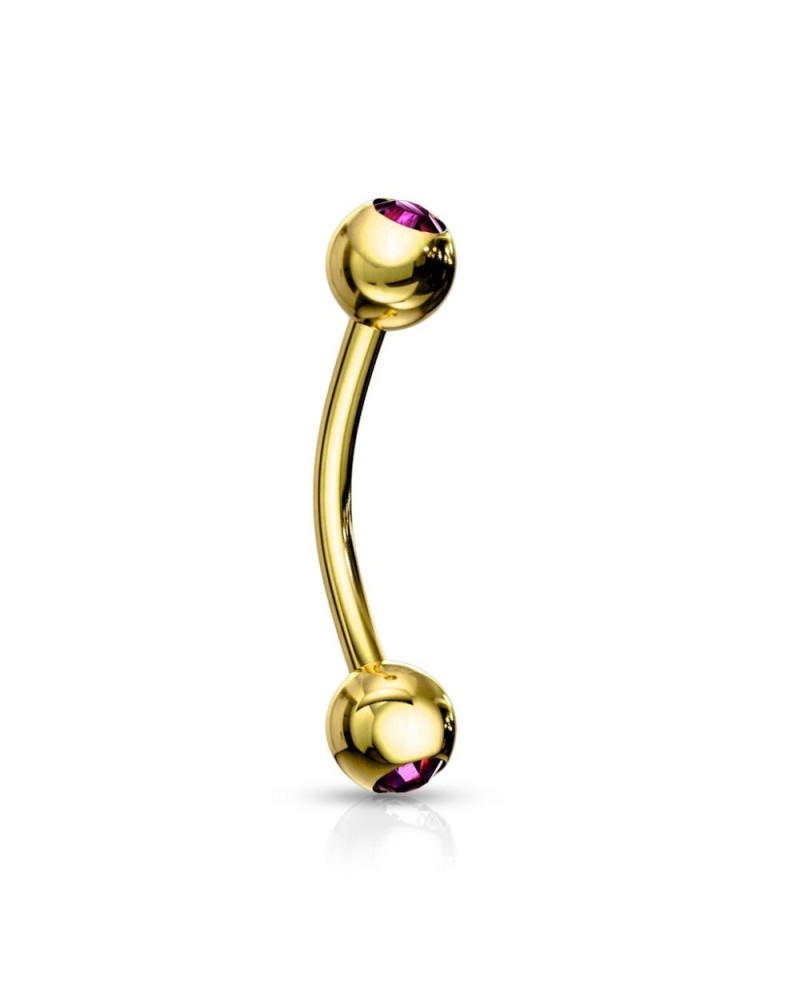 Piercing arcade plaqué or boules avec pierres de zircon