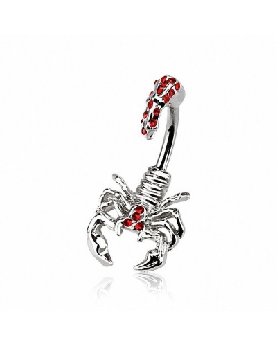 Piercing nombril scorpion pierres colorées