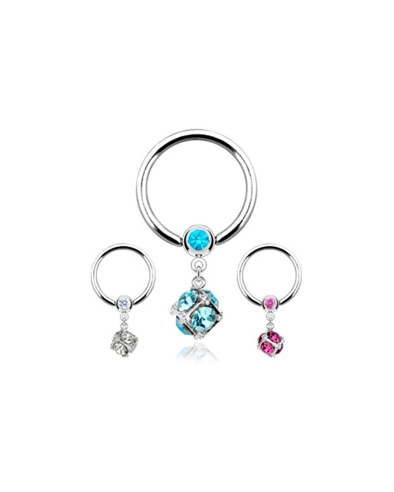 Piercing anneau CBR pendentif cube serti