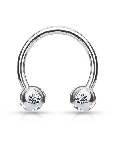 Piercing fer à cheval à boules 5 pierres