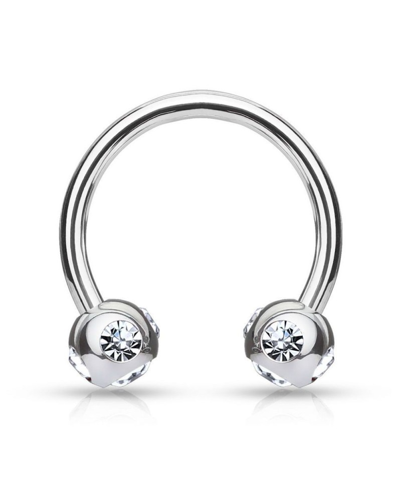 Piercing fer à cheval à boules 5 pierres