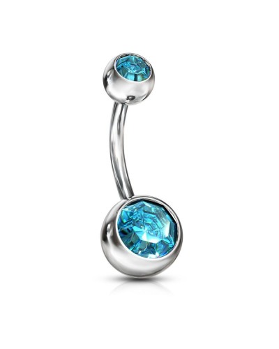 Piercing nombril acier pierres serties