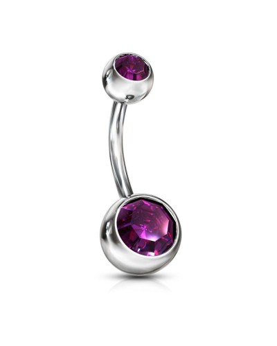 Piercing nombril acier pierres serties