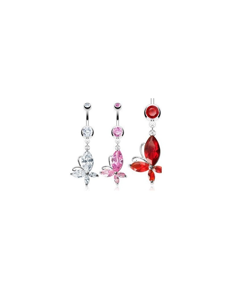 Piercin nombril papillon zirconium