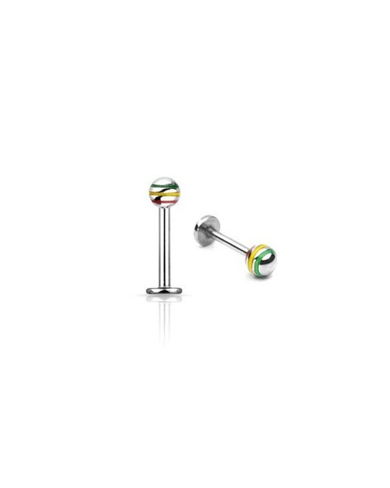 Piercing labret boule rasta acier