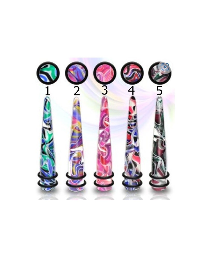 Piercing écarteur taper acrylique marbré muticolore