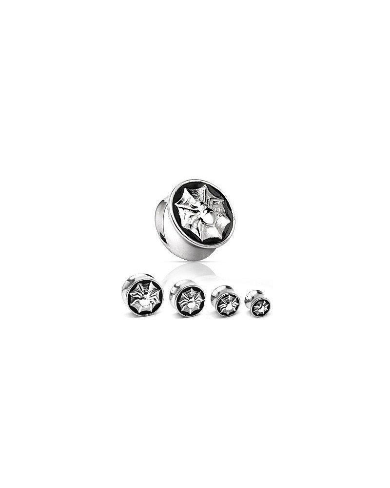 Piercing plug oreille araignée sur toile