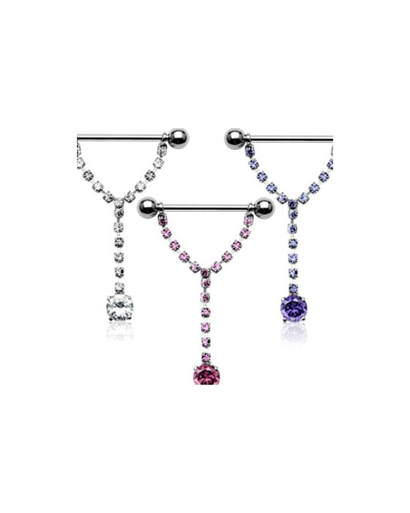 Piercing téton pendentif strass et pierre