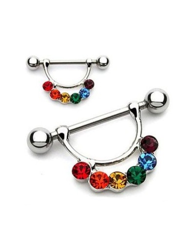 Piercing téton pendentif demi-cercle LGBT