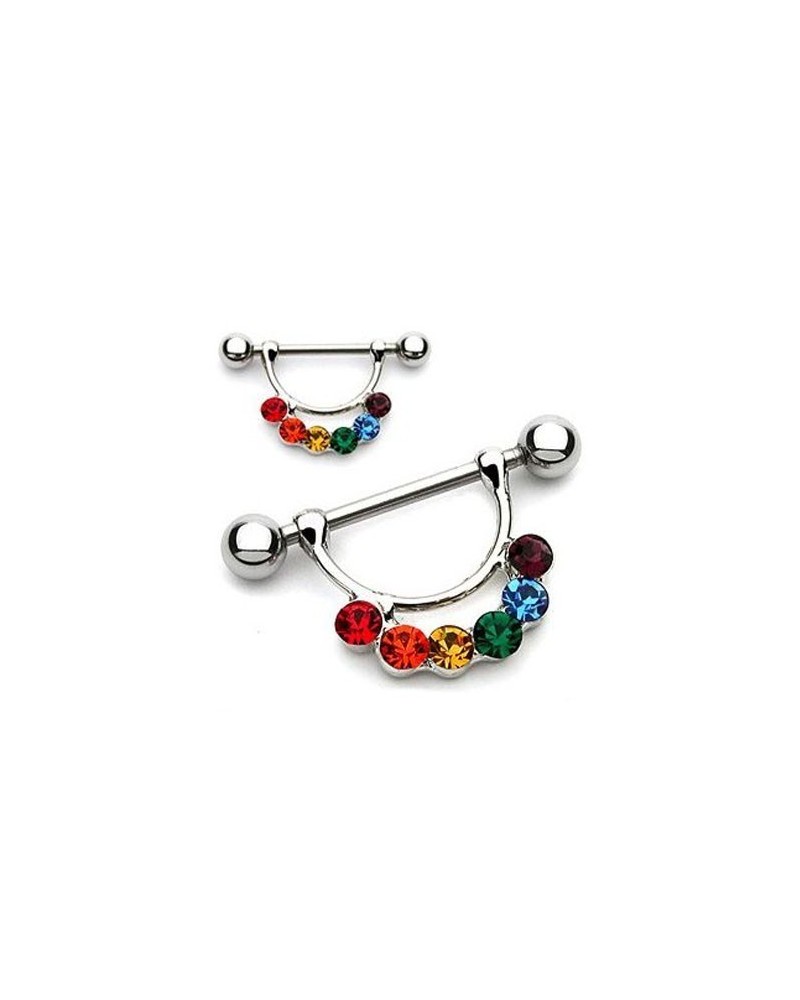 Piercing téton pendentif demi-cercle LGBT