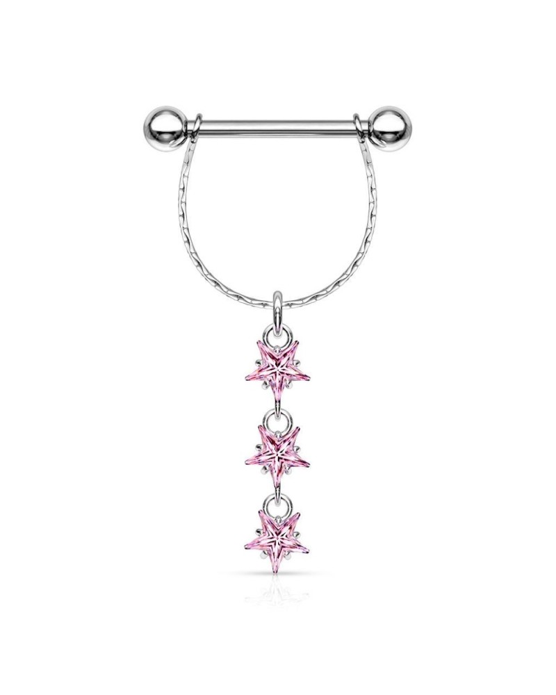 Piercing téton 3 étoiles en pendentif