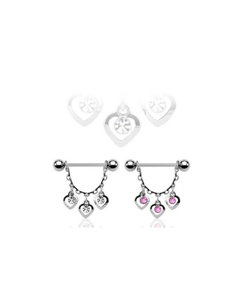 Piercing téton coeurs et pierres