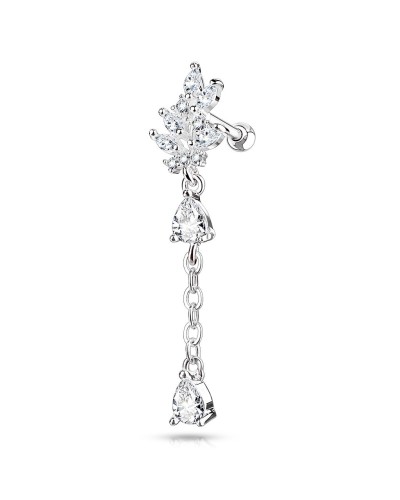 Piercing cartilage hélix feuilles avec pendentif