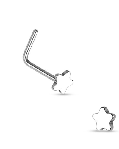 Piercing nez acier étoile tige en L