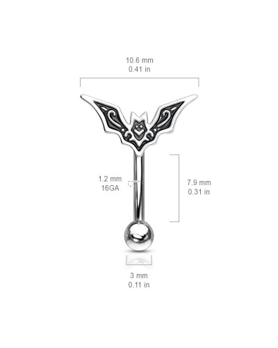 Piercing arcade, rook, snug, chauve-souris noire et argentée