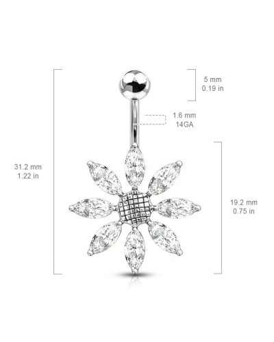 Piercing nombril titane fleur