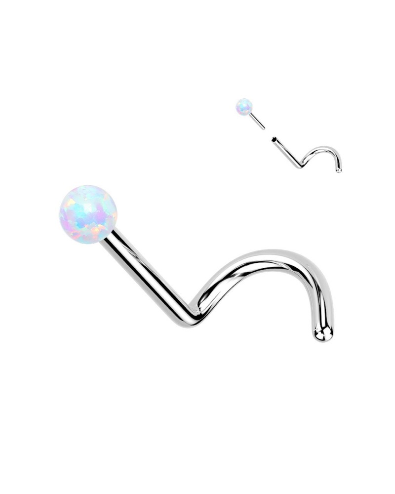 Piercing nez en titane tige courbée avec opale