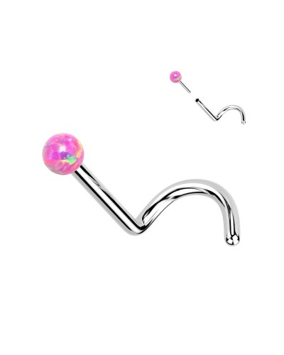 Piercing nez en titane tige courbée avec opale