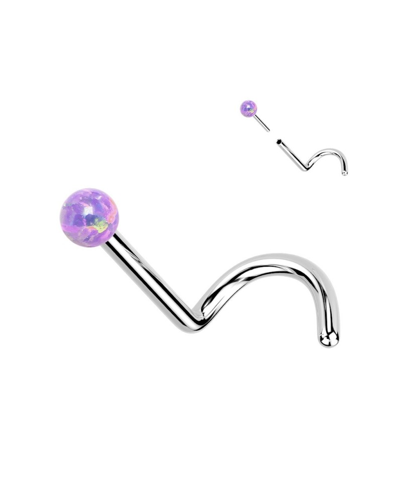 Piercing nez en titane tige courbée avec opale