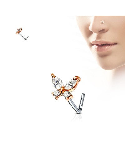 Piercing nez papillon pierres tige en L
