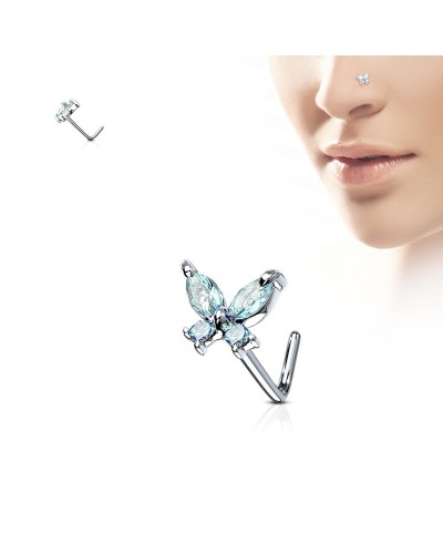 Piercing nez papillon pierres tige en L