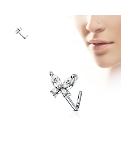 Piercing nez papillon pierres tige en L