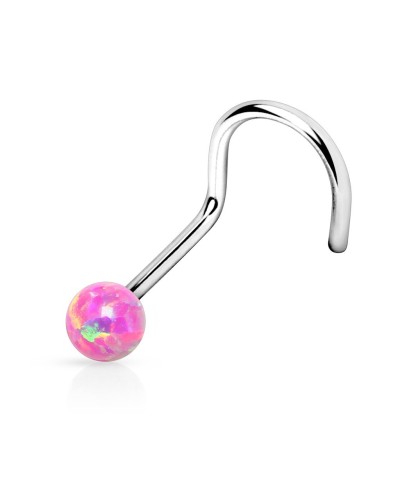 Piercing nez an acier chirurgical tige courbée avec opale