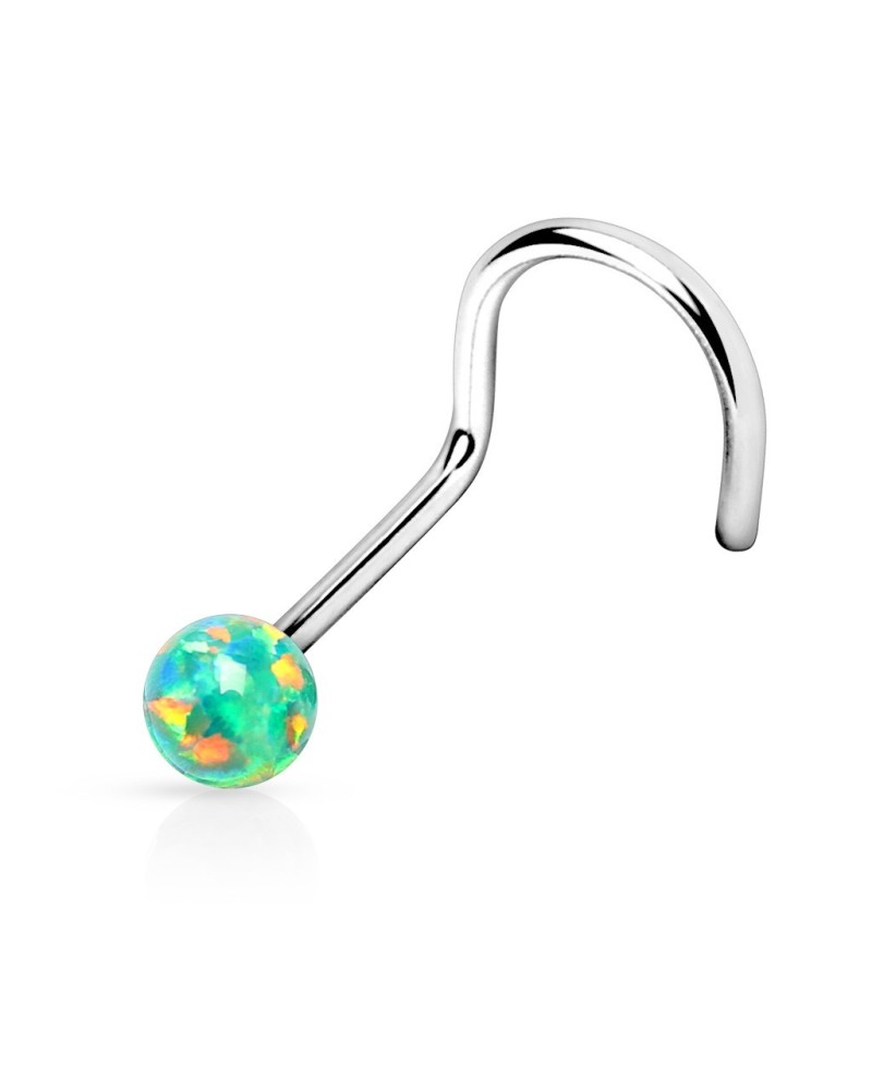 Piercing nez an acier chirurgical tige courbée avec opale