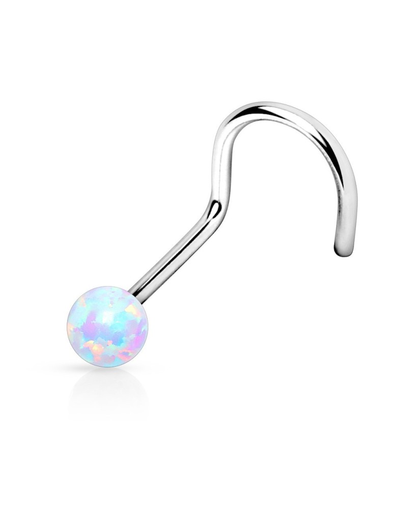 Piercing nez an acier chirurgical tige courbée avec opale