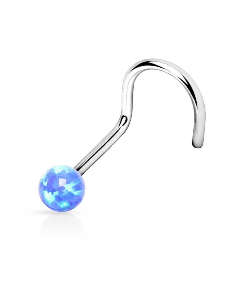 Piercing nez an acier chirurgical tige courbée avec opale