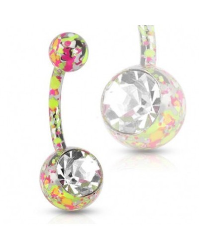Piercing nombril éclaboussures de peinture jaune