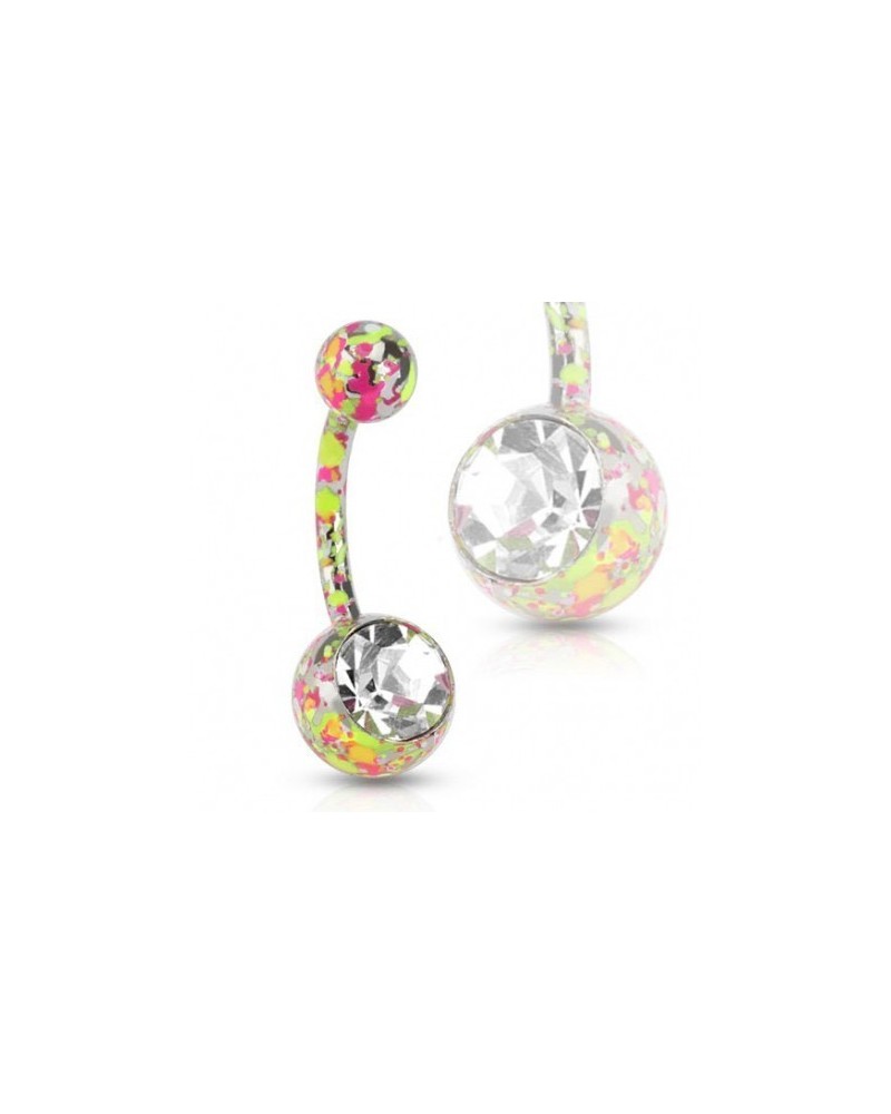 Piercing nombril éclaboussures de peinture jaune