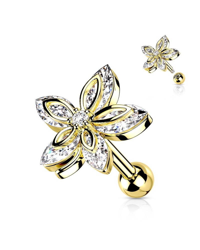 Piercing oreille fleur asymétrique