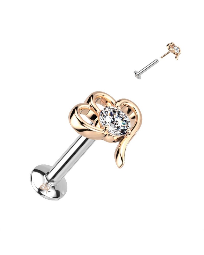Piercing labret coeur stylisé ajouré